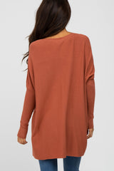 Rust Pocketed Dolman Sleeve Top