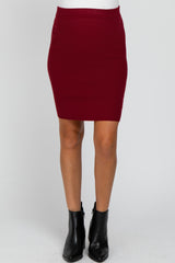 Burgundy Rib Knit Maternity Skirt