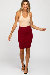 Burgundy Rib Knit Maternity Skirt