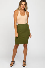 Olive Rib Knit Skirt