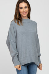 Heather Grey Mock Neck Exposed Seam Maternity Sweater