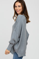 Heather Grey Mock Neck Exposed Seam Sweater