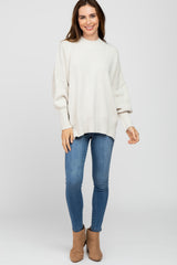 Ivory Mock Neck Exposed Seam Sweater