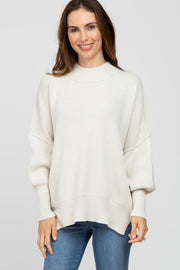 Ivory Mock Neck Exposed Seam Sweater