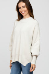 Ivory Mock Neck Exposed Seam Sweater