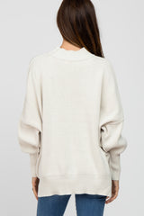 Ivory Mock Neck Exposed Seam Sweater