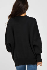 Black Mock Neck Exposed Seam Sweater