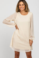 Ivory Shimmer Long Sleeve Maternity Dress