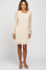 Ivory Shimmer Long Sleeve Dress