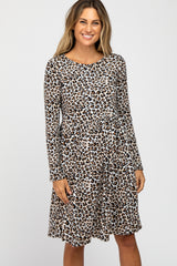 Brown Animal Print Soft Knit Dress