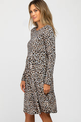 Brown Animal Print Soft Knit Dress