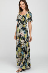 Black Multi-Color Floral Maxi Dress