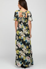 Black Multi-Color Floral Maxi Dress