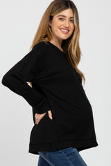 Black Raw Edge Maternity Sweatshirt