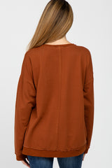 Camel Raw Edge Maternity Sweatshirt