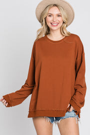 Camel Raw Edge Sweatshirt