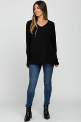 Black V-Neck Long Sleeve Maternity Top