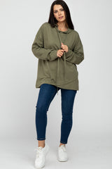 Olive French Terry Hooded Pullover Top