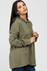 Olive French Terry Hooded Pullover Top