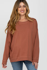 Rust Dolman Sleeve Terry Maternity Top