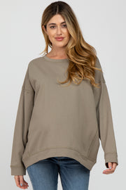 Light Olive Dolman Sleeve Terry Maternity Top