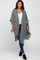 Ivory Houndstooth Sweater Poncho