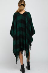 Forest Green Plaid Fringe Maternity Poncho