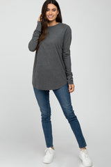 Charcoal Basic Raglan Long Sleeve Top