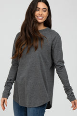 Charcoal Basic Raglan Long Sleeve Top