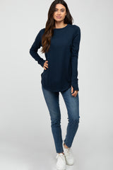 Navy Basic Raglan Long Sleeve Top