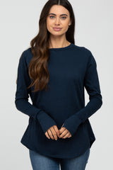 Navy Basic Raglan Long Sleeve Top