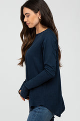 Navy Basic Raglan Long Sleeve Top