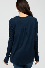 Navy Basic Raglan Long Sleeve Top