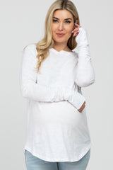 White Basic Raglan Long Sleeve Maternity Top