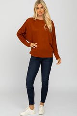 Rust Crochet Lace Dolman Sleeve Top