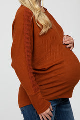 Rust Crochet Lace Dolman Sleeve Maternity Top