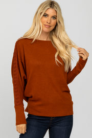 Rust Crochet Lace Dolman Sleeve Top