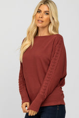 Burgundy Crochet Lace Dolman Sleeve Top