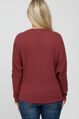 Burgundy Crochet Lace Dolman Sleeve Maternity Top