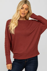 Burgundy Crochet Lace Dolman Sleeve Top