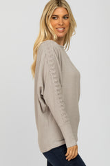 Heather Grey Crochet Lace Dolman Sleeve Top