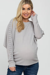 Heather Grey Crochet Lace Dolman Sleeve Maternity Top