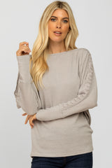 Heather Grey Crochet Lace Dolman Sleeve Maternity Top