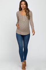 Taupe Floral Long Sleeve Maternity Top