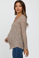 Taupe Floral Long Sleeve Maternity Top