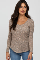 Taupe Floral Long Sleeve Maternity Top