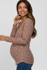 Mauve Floral Long Sleeve Maternity Top