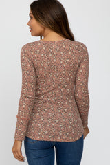 Mauve Floral Long Sleeve Maternity Top