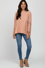 Salmon Dolman Sleeve Soft Knit Top