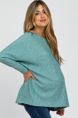 Teal Dolman Sleeve Soft Knit Maternity Top